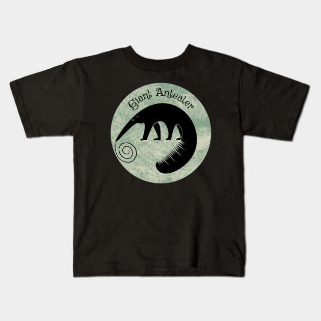 Giant Anteater-Green Background Kids T-Shirt by SunGraphicsLab